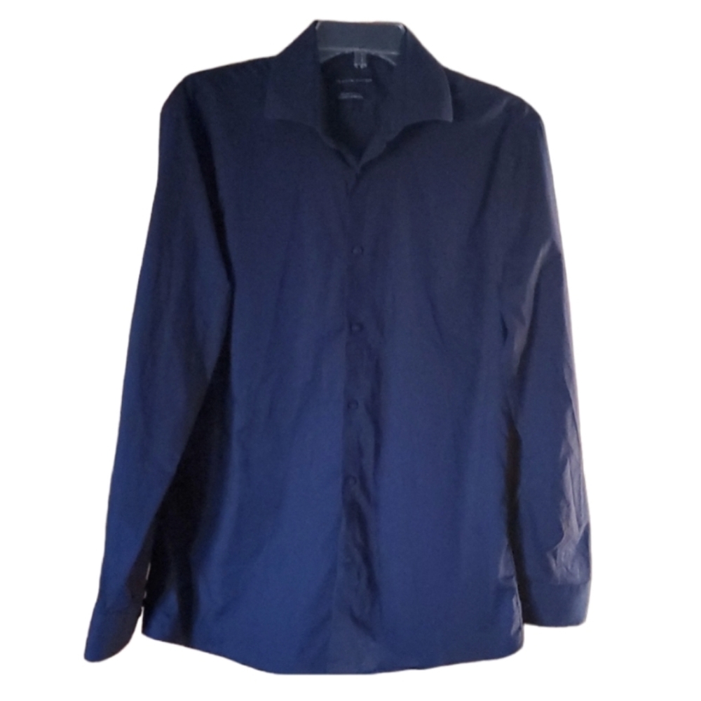 Tommy Hilfiger Mens Navy TH Flex Supima Slim Fit Stretch Buttondown Shirt